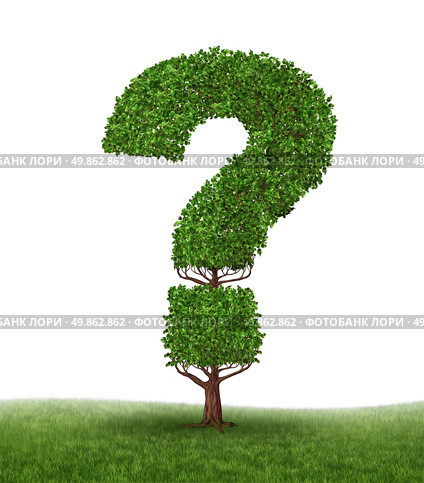 Growing search and information growth as a tree in the shape of a question mark on a white background and grass as a concept of answers and searching on the internet or answering consumer questions for solutions. Стоковое фото, агентство Ingram Publishing / Фотобанк Лори