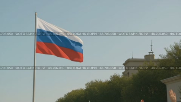 Группа людей разного происхождения выпускает белых голубей в небо рядом с флагом России. Сцена отражает празднование Дня России 12 июня. Стоковое AI-видео, аниматор Ольга Невская / Фотобанк Лори