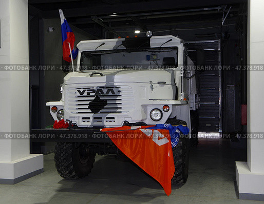 Грузовой автомобиль "Урал-43206" (АО АЗ "Урал"), экспонат музейно-выставочного центра автозавода "Урал". Город Миасс, Челябинская область. Редакционное фото, фотограф Алексей Иванов / Фотобанк Лори