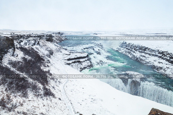 Gullfoss, Golden Waterfall in winter (2017 год). Стоковое фото, фотограф EugeneSergeev / Фотобанк Лори