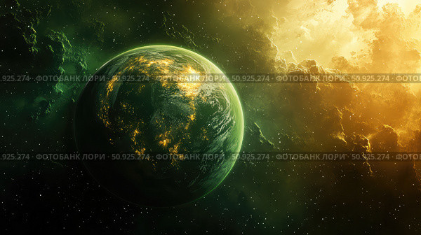 habitable emerging planet ai generated. Стоковое AI-изображение, AI-художник Vectorwin / Фотобанк Лори