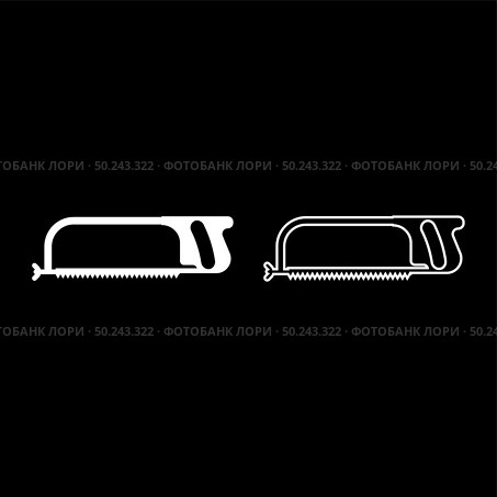 Hacksaw for metal and manual using Hand saw Repair tool icon outline set white color vector illustration flat style simple image. Стоковая иллюстрация, агентство Ingram Publishing / Фотобанк Лори