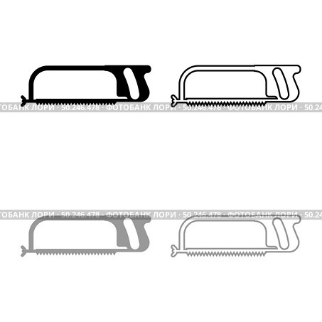 Hacksaw for metal and manual using Hand saw Repair tool icon outline set black grey color vector illustration flat style simple image. Hacksaw for metal and manual using Hand saw Repair tool icon outline set black grey color vector illustration flat style image. Стоковая иллюстрация, агентство Ingram Publishing / Фотобанк Лори