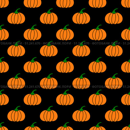 Hand drawn pumpkins seamless pattern. Thanksgiving vector background. Perfect for fall fabric, clothes, scrapbooking, wrapping paper, etc. Стоковая иллюстрация, иллюстратор Вера Федорова / Фотобанк Лори
