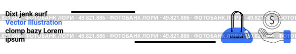 Hand holding a coin near a shopping bag with a lock. Emphasizes secure online payment, e-commerce, transaction safety, and customer trust. Ideal for e-commerce, online security, payment solutions. Online Shopping and E-commerce Secure Payment Methods for Digital Transactions and Customer Convenience. Стоковая иллюстрация, агентство Ingram Publishing / Фотобанк Лори