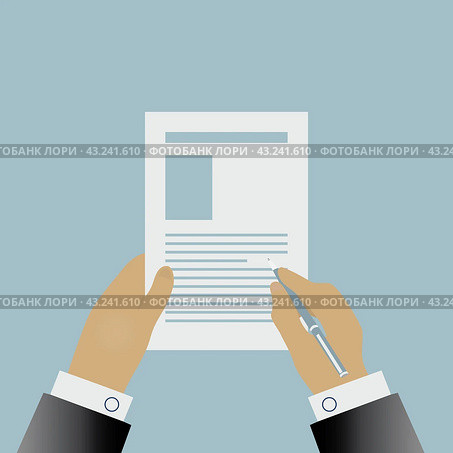 Hand signing a contract. Стоковая иллюстрация, иллюстратор Игорь Сорокин / Фотобанк Лори