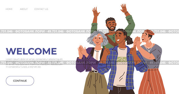 Happy people concept. Vector illustration People on event or ceremony show respect and admiration Happiness emotions create bonds that last forever Happy body language is universal sign contentment. Happy people concept. Vector illustration. Happiness emotions fill hearts friends at reunion. Стоковая иллюстрация, агентство Ingram Publishing / Фотобанк Лори