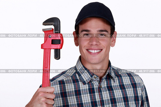 Happy plumber. Стоковое фото, агентство Ingram Publishing / Фотобанк Лори