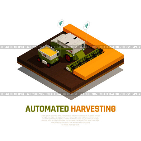 Harvesting Automatics Isometric Background. Стоковая иллюстрация, агентство Ingram Publishing / Фотобанк Лори