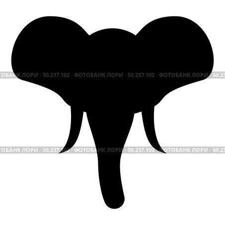 Head of elephant silhouette mascot front view African or Indian animal icon black color vector illustration flat style simple image. Head of elephant silhouette mascot front view African or Indian animal icon black color vector illustration flat style image. Стоковая иллюстрация, агентство Ingram Publishing / Фотобанк Лори