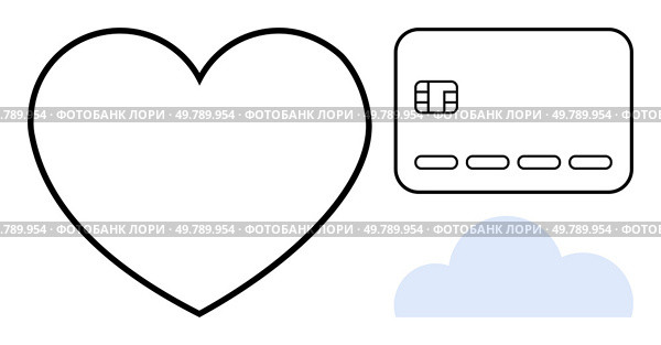 Heart outline, credit card, and cloud icons symbolizing love, finance, and cloud technology. Ideal for digital services, finance, online relationships banking cloud storage fintech tech. Line. Heart, Credit Card, and Cloud Icons Representing Love, Finance, and Cloud Computing. Стоковая иллюстрация, агентство Ingram Publishing / Фотобанк Лори