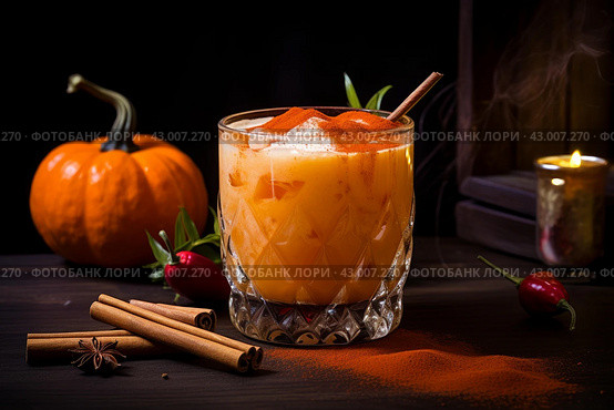 Hearty Pumpkin drink glass organic. Generate Ai. Стоковое AI-изображение, AI-художник Иван Рябоконь / Фотобанк Лори