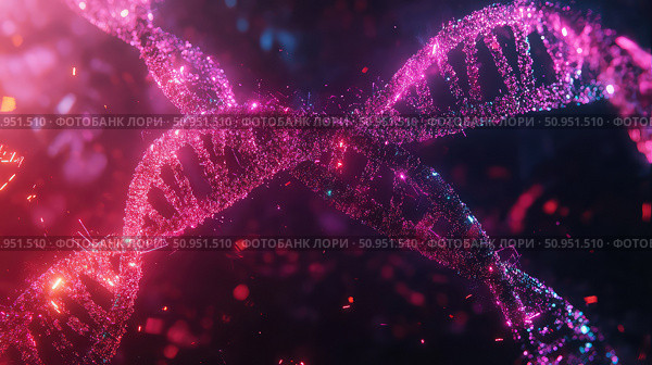 helicase splitting DNA strand ai generated. Стоковое AI-изображение, AI-художник Vectorwin / Фотобанк Лори