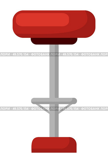 High stool with red cloth, isolated icon of chair with metal stand. Classic design of nightlife establishments, pub or bar barstool furniture. Vector illustration in flat cartoon style. Barstool with Soft Seat, Red Chair Isolated Icon. Стоковая иллюстрация, агентство Ingram Publishing / Фотобанк Лори