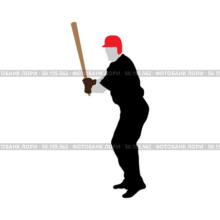 Highly detailed baseball athlete silhouette. Fully editable EPS 10 vector illustration. Стоковая иллюстрация, агентство Ingram Publishing / Фотобанк Лори