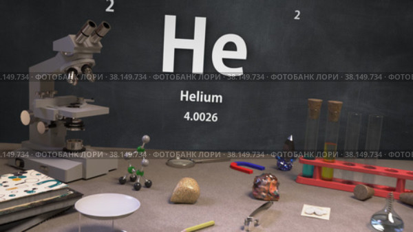 Химический Элемент 2 He Гелий. Периодическая система. Инфографика. Стоковая анимация, аниматор Max Konnov / Фотобанк Лори