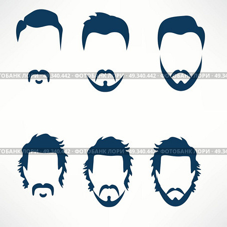 Hipster Vector Set, hair and beards,vector illustration set. Стоковая иллюстрация, агентство Ingram Publishing / Фотобанк Лори