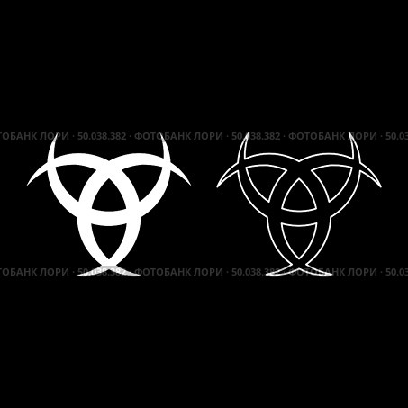 Horn Odin Triple horn of Odin icon set white color vector illustration flat style simple image. Стоковая иллюстрация, агентство Ingram Publishing / Фотобанк Лори