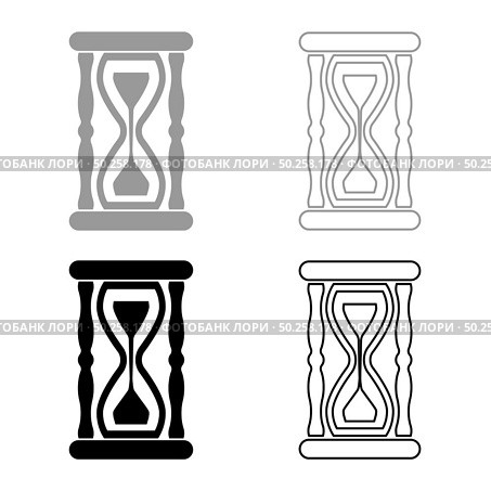 Hourglass Sand clock icon outline set black grey color vector illustration flat style simple image. Hourglass Sand clock icon outline set black grey color vector illustration flat style image. Стоковая иллюстрация, агентство Ingram Publishing / Фотобанк Лори