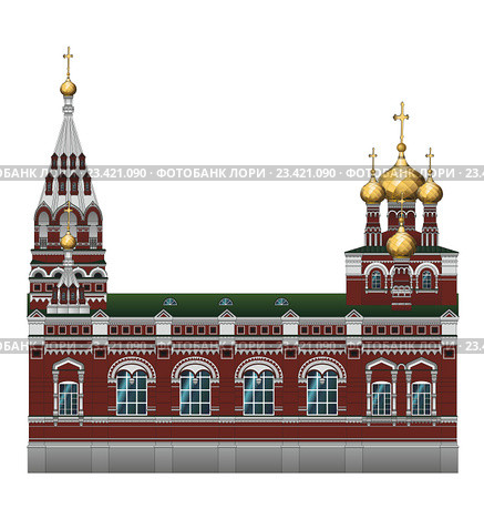 Храм в честь Вознесения Господня (Вознесенско-Феодосиевская церковь), г. Пермь. Стоковая иллюстрация, иллюстратор Виталий Юрьевич Салин / Фотобанк Лори