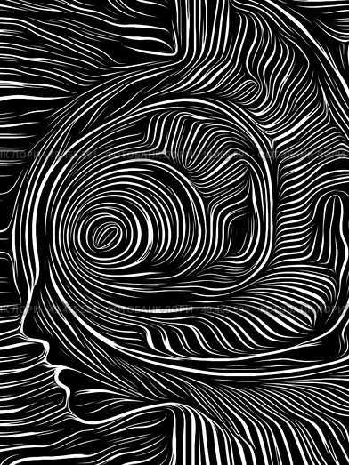 Human face integrated in black and white woodcut pattern. On subject of the mind, consciousness, reason and human drama. Black and White Poetry series. Стоковое фото, агентство Ingram Publishing / Фотобанк Лори