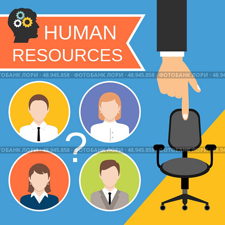 Human resources recruiting planning job business concept with office chair abstract vector illustration. Стоковая иллюстрация, агентство Ingram Publishing / Фотобанк Лори