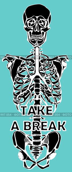 Human skeleton. Creative quote background. Digital illustration. Quote Typographical Background with hand. Стоковая иллюстрация, агентство Ingram Publishing / Фотобанк Лори