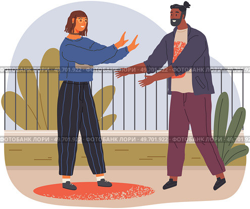 Husband and wife shouting blaming each other of problem. Man and woman quarreling relationships, unhappy young family fighting concept. Angry, arguing couple of people shouting in park. Husband and wife shouting blaming each other of problem. Man and woman quarreling relationships. Стоковая иллюстрация, агентство Ingram Publishing / Фотобанк Лори