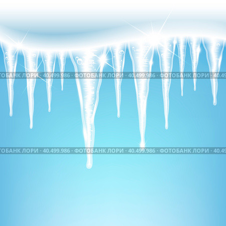 Icicles on a blue background. Стоковая иллюстрация, иллюстратор Vicgmyr / Фотобанк Лори