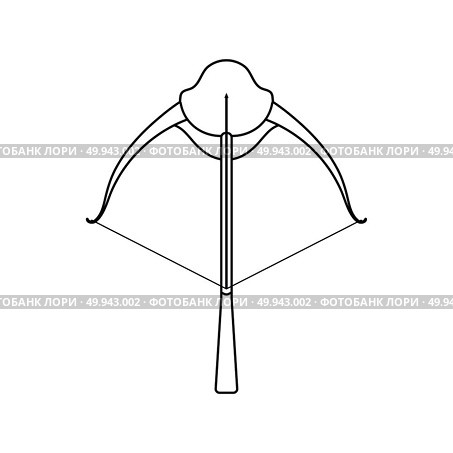 Icon of crossbow. Thin line design. Vector illustration. Стоковая иллюстрация, агентство Ingram Publishing / Фотобанк Лори