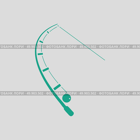 Icon of curved fishing tackle. Gray background with green. Vector illustration. Стоковая иллюстрация, агентство Ingram Publishing / Фотобанк Лори