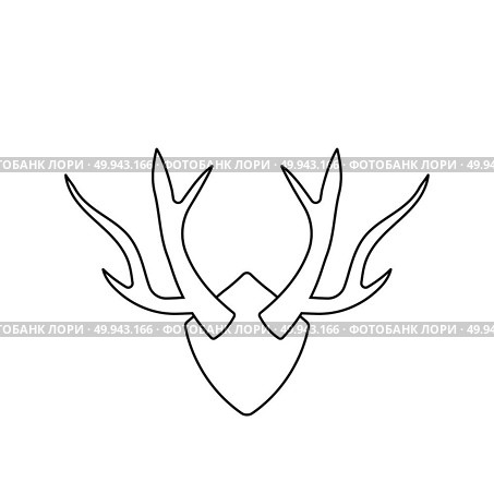 Icon of deer’s antlers . Thin line design. Vector illustration. Стоковое фото, агентство Ingram Publishing / Фотобанк Лори