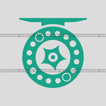 Icon of Fishing reel . Gray background with green. Vector illustration. Стоковая иллюстрация, агентство Ingram Publishing / Фотобанк Лори