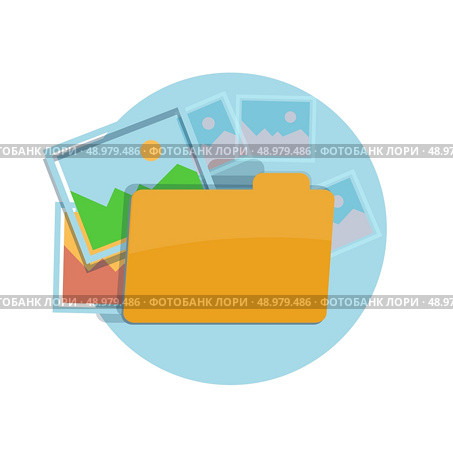 Icon of folder with pictures at flat design. Стоковая иллюстрация, агентство Ingram Publishing / Фотобанк Лори