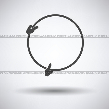 Icon of hand holding photography reflector on gray background, round shadow. Vector illustration. Стоковая иллюстрация, агентство Ingram Publishing / Фотобанк Лори