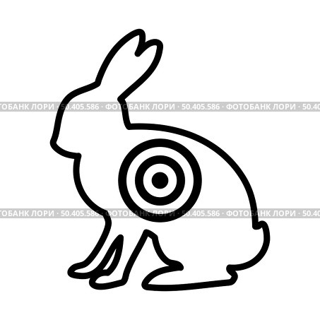 Icon Of Hare Silhouette With Target. Bold outline design with editable stroke width. Vector Illustration. Стоковая иллюстрация, агентство Ingram Publishing / Фотобанк Лори
