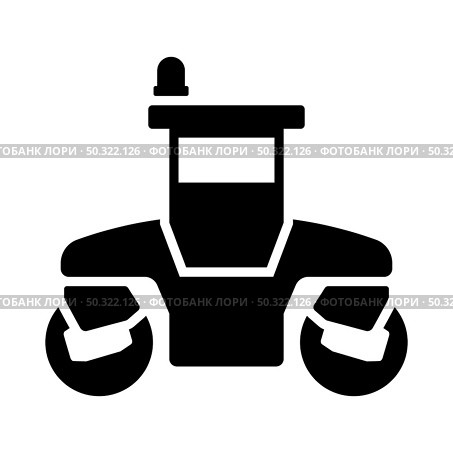 Icon Of Road Roller. Black Stencil Design. Vector Illustration. Стоковая иллюстрация, агентство Ingram Publishing / Фотобанк Лори