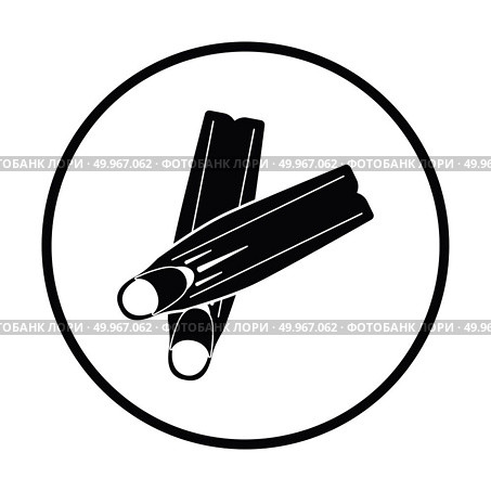 Icon of swimming flippers . Thin circle design. Vector illustration. Стоковая иллюстрация, агентство Ingram Publishing / Фотобанк Лори