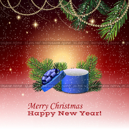 Illustration of clock and Christmas decorations. Стоковое фото, фотограф Andrey Lipinskiy / Smarterpix / Фотобанк Лори