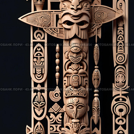 Иллюстрация. Изображение. Бесшовная текстура.Тотемные идолы. Illustration. Image. Seamless texture.Totem idols. Стоковое AI-изображение, AI-художник Гер Олег / Фотобанк Лори
