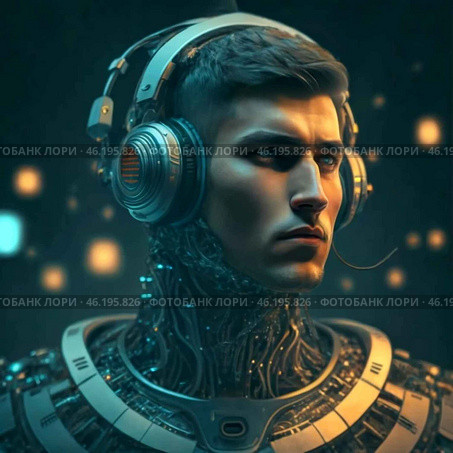Иллюстрация киборга. Стоковое AI-изображение, AI-художник ольга скальская / Фотобанк Лори