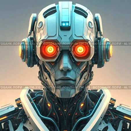 Иллюстрация киборга. Стоковое AI-изображение, AI-художник ольга скальская / Фотобанк Лори