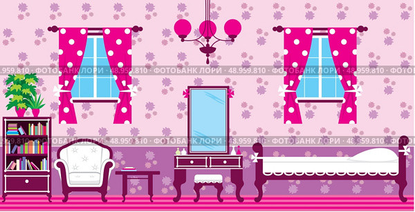 Image of interior bedroom with a bed and a cupboard. Стоковая иллюстрация, агентство Ingram Publishing / Фотобанк Лори