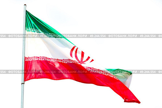 in iran blur  iranian waving flag  the blue sky and wind. Стоковое фото, агентство Ingram Publishing / Фотобанк Лори