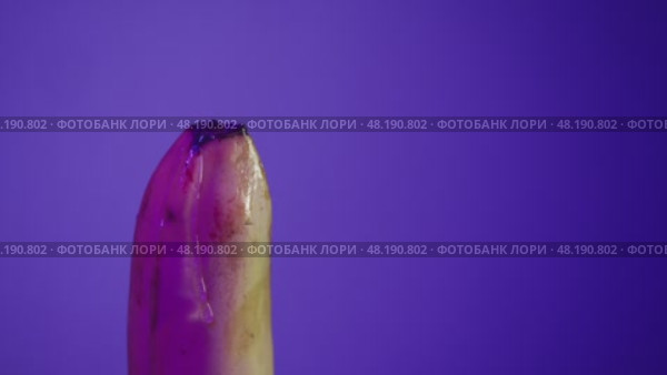 In the process of learning the basics of sex life, a banana is watered with a lubricant and then a woman puts a condom on it. Стоковое видео, видеограф Strunov David / Фотобанк Лори