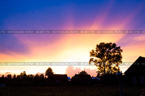 Incredibly beautiful, colorful sunset in the evening sky. Невероятно красивый, красочный закат в вечернем небе. Стоковое фото, фотограф Мария / Фотобанк Лори