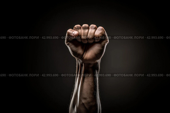 Indistinct Raised fist blurry. Generate AI. Стоковое AI-изображение, AI-художник Иван Рябоконь / Фотобанк Лори