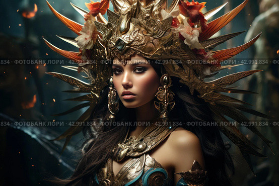 Indomitable Female warrior goddess. Generate Ai. Стоковое AI-изображение, AI-художник Иван Рябоконь / Фотобанк Лори