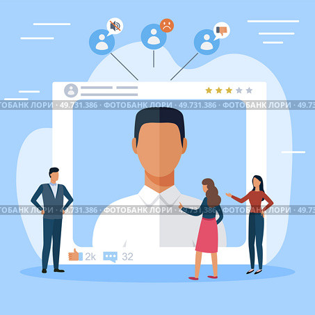 Influencer. Vector illustration. Influencer marketing aims at attracting targeted audience through influential individuals The influencer metaphor compares online personalities to real-life role. Influencer. The influential role social media in marketing is well recognized. Стоковая иллюстрация, агентство Ingram Publishing / Фотобанк Лори