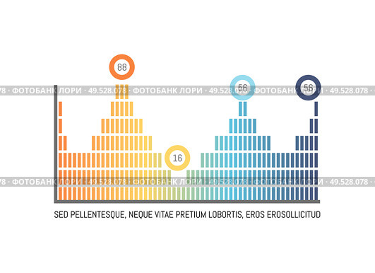 Infochart in different colors, statistics design vector. Scheme with pointers, peak increasing. Flowchart with numeric data and figures information. Infochart in Different Colors, Statistics Design. Стоковая иллюстрация, агентство Ingram Publishing / Фотобанк Лори